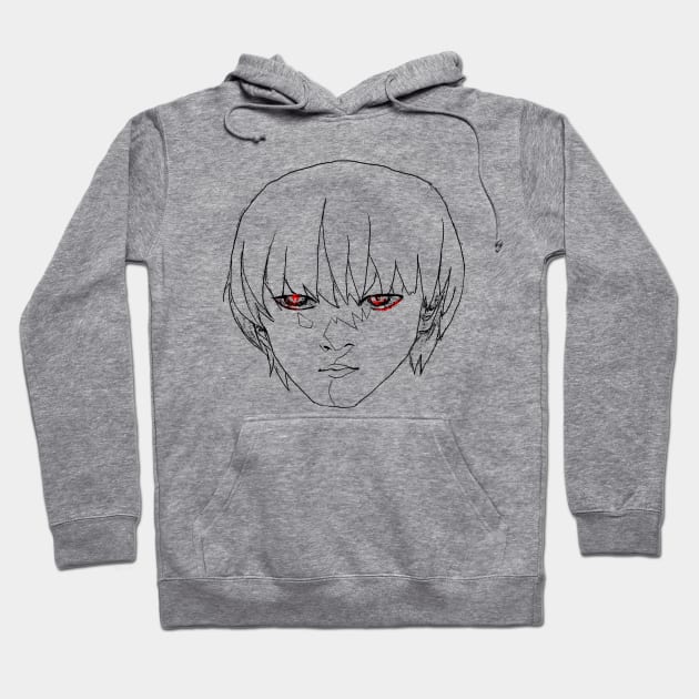 Beautiful manga ghoul (black line, red eyes) Hoodie by Axele's super-cool-store